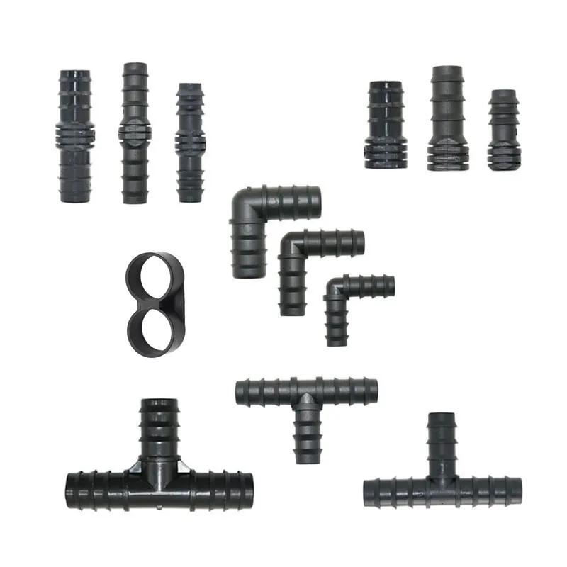 Tee-Elbow Hose End-Plug Straight-Connector Water-Splitter-Repair PE 3/4-1inch 16/20/25mm