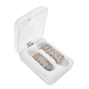 

Gold Teeth Set CZ Diamonds Hip Hop Bling Teeth Set Teeth Decoration for Halloween Gift