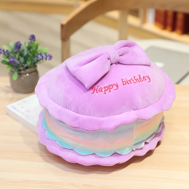 Purple 55CM 1 шт. 35/55 см круглый Форма розовый торт чашки плюшевая подушка красное сердце торт мягкая подушка в виде еды диванная подушка для маленьких девочек подарок на день рождения - Цвет: Purple 55CM