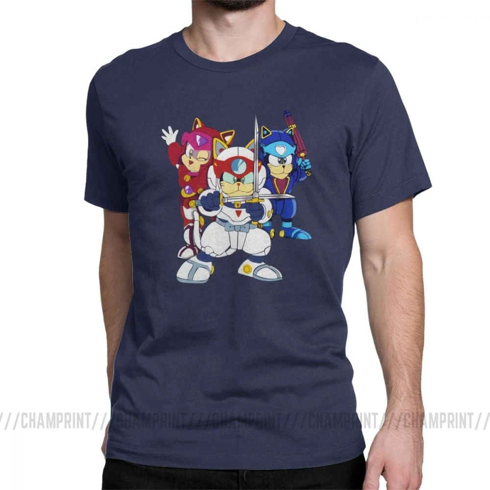 Уникальные цветные футболки Samurai Pizza Cats Group для мужчин, футболка с круглым вырезом из чистого хлопка, футболки с коротким рукавом, летняя одежда - Цвет: Тёмно-синий