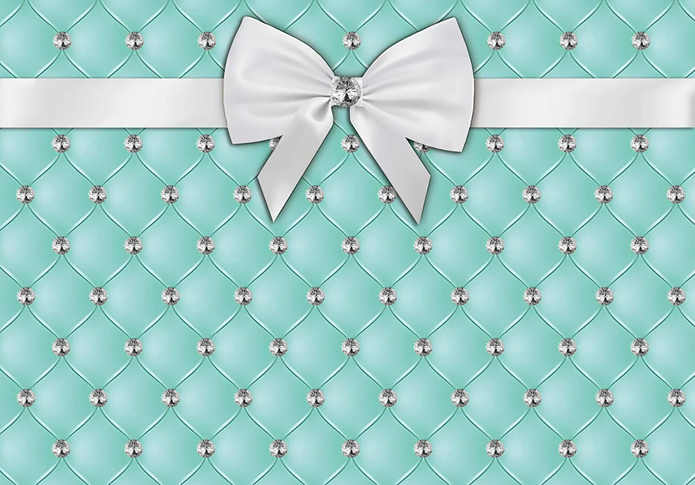Голубой бирюзовый фон для фотосъемки на день рождения с бантом Tiffanyblue бриллианты