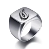 Bagues personnalisées à graver initiale pour hommes, chevalière masculine en acier inoxydable, bijoux vierges, bande, ton argent poli, taille américaine
