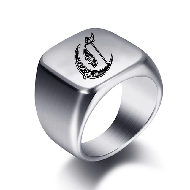 Bagues personnalisées à graver initiale pour hommes, chevalière masculine en acier inoxydable, bijoux vierges, bande, ton argent poli, taille américaine
