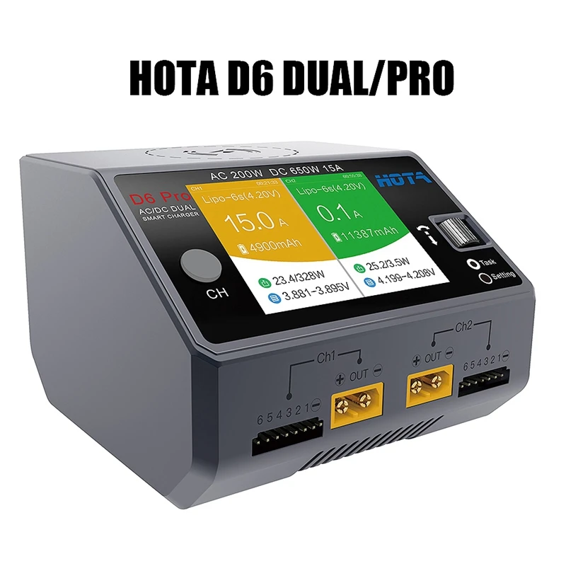 HOTA D6Pro умное зарядное устройство AC200W DC650W 15A для Lipo LiIon NiMH батареи с IPhone samsung беспроводной зарядки