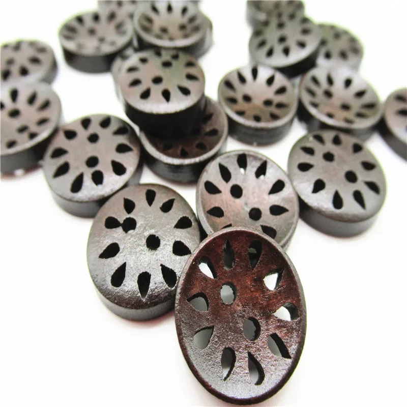 10/20PCS18mm деревянная пуговица, насыщенный кофейный цвет паз ажурным узором Фотофон в ретро стиле с изображением деревянного Пряжка швейная фурнитура K97