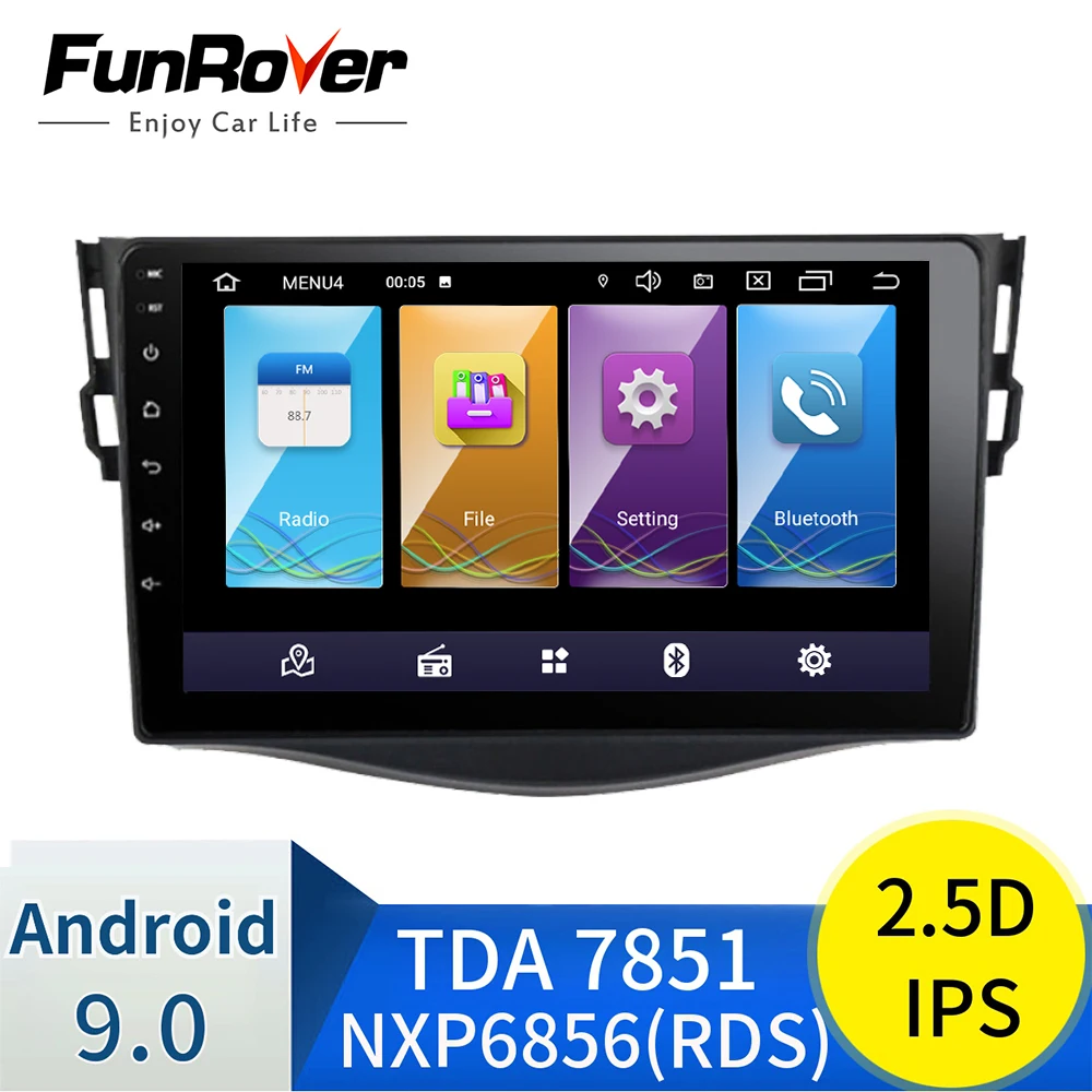 Najtaniej Funrover 2.5D + IPS android 9.0 samochodowy odtwarzacz dvd gps odtwarzacz nawigacyjny dla Toyota RAV4 Rav 4 2007 2011 radio samochodowe multimedialne stereo 4 rdzeń
