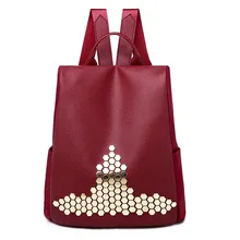 Рюкзак с перекрестной каймой, женский корейский стиль, стиль, Pu ruan pi bao, универсальный повседневный рюкзак с заклепками, большой емкости, школьный рюкзак B