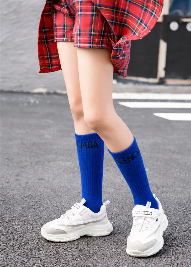Korean-style Spring And Summer Cotton BB English Lettered Children Tube Socks Candy Color Online Celebrity Parent And Child