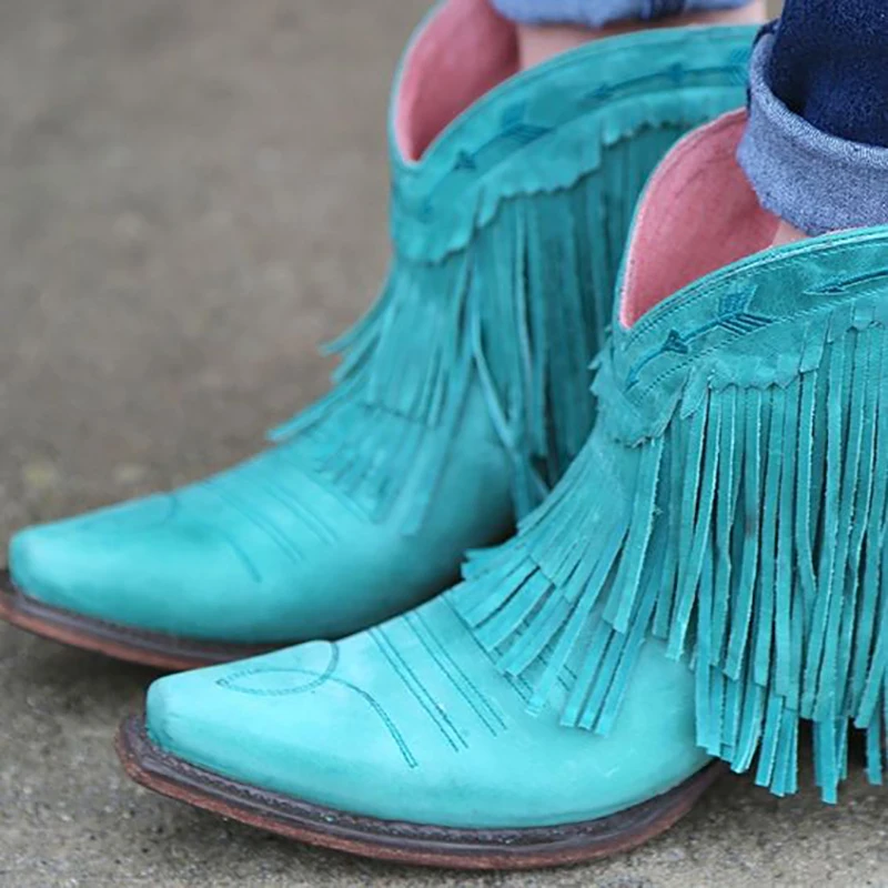 type slinger Krachtig Turquoise Fringe Booties 2020 Herfst Nieuwe Mode Kwastje Korte Laarzen  Vierkante Hakken Medium Vrouwen Slip Op Schoenen Fabrikant|Enkellaars| -  AliExpress