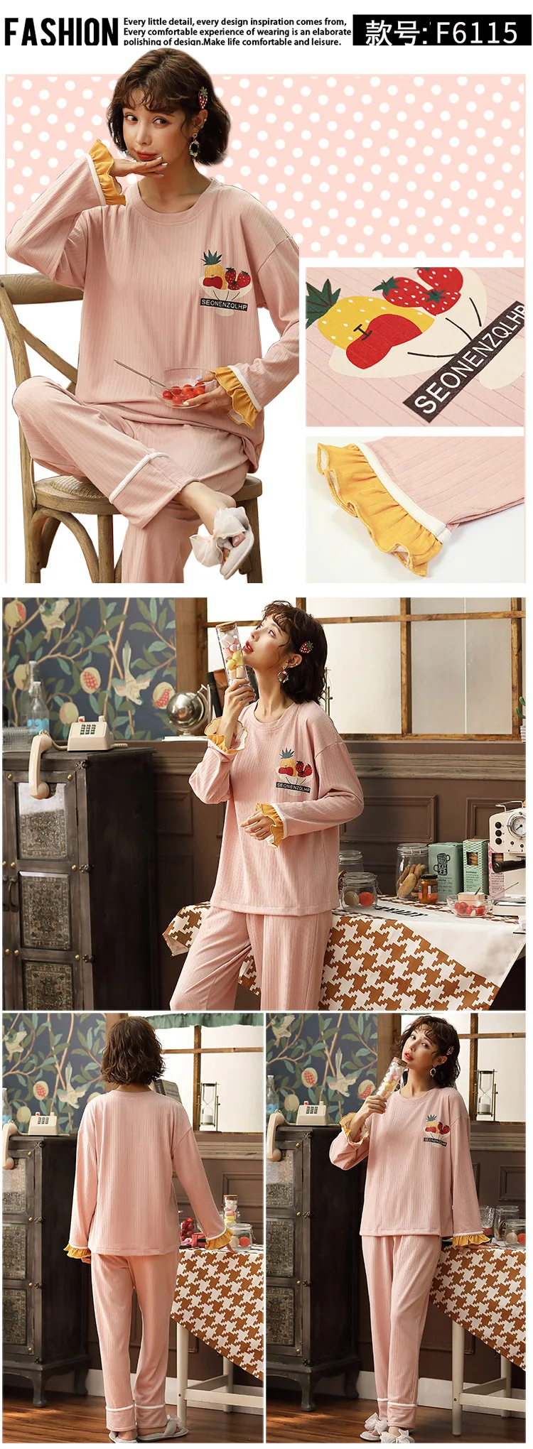 Fsshion ночное белье пижамы женские Loungewear женские рождественские пижамы Женская одежда для взрослых Женский пижамный комплект
