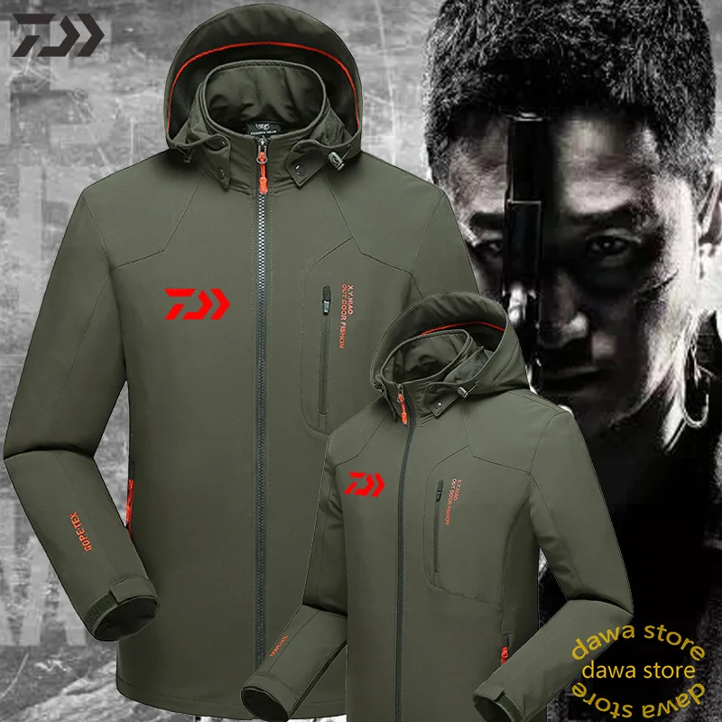 Waterproof Daiwa Fishing Jacket Autumn Winter Thick Thermal Fishing Clothes Men Zipper Solid Hiking Camping Fishing Clothing