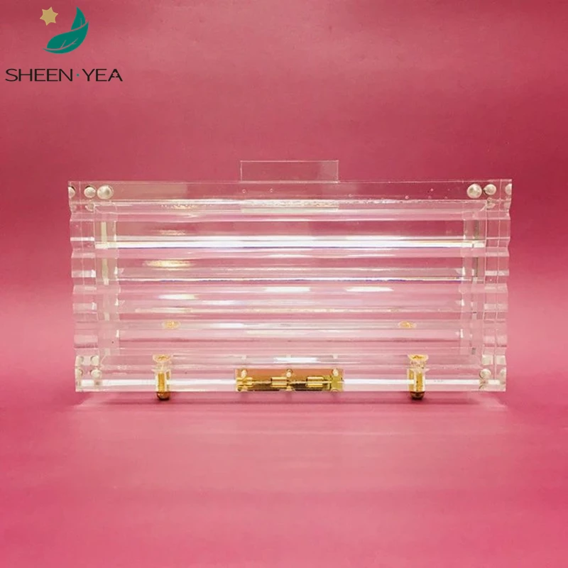 

New chic transparent totes bag stylish women evening bag luxury wedding box bag dress party prom lady clear acrylic clutch purse