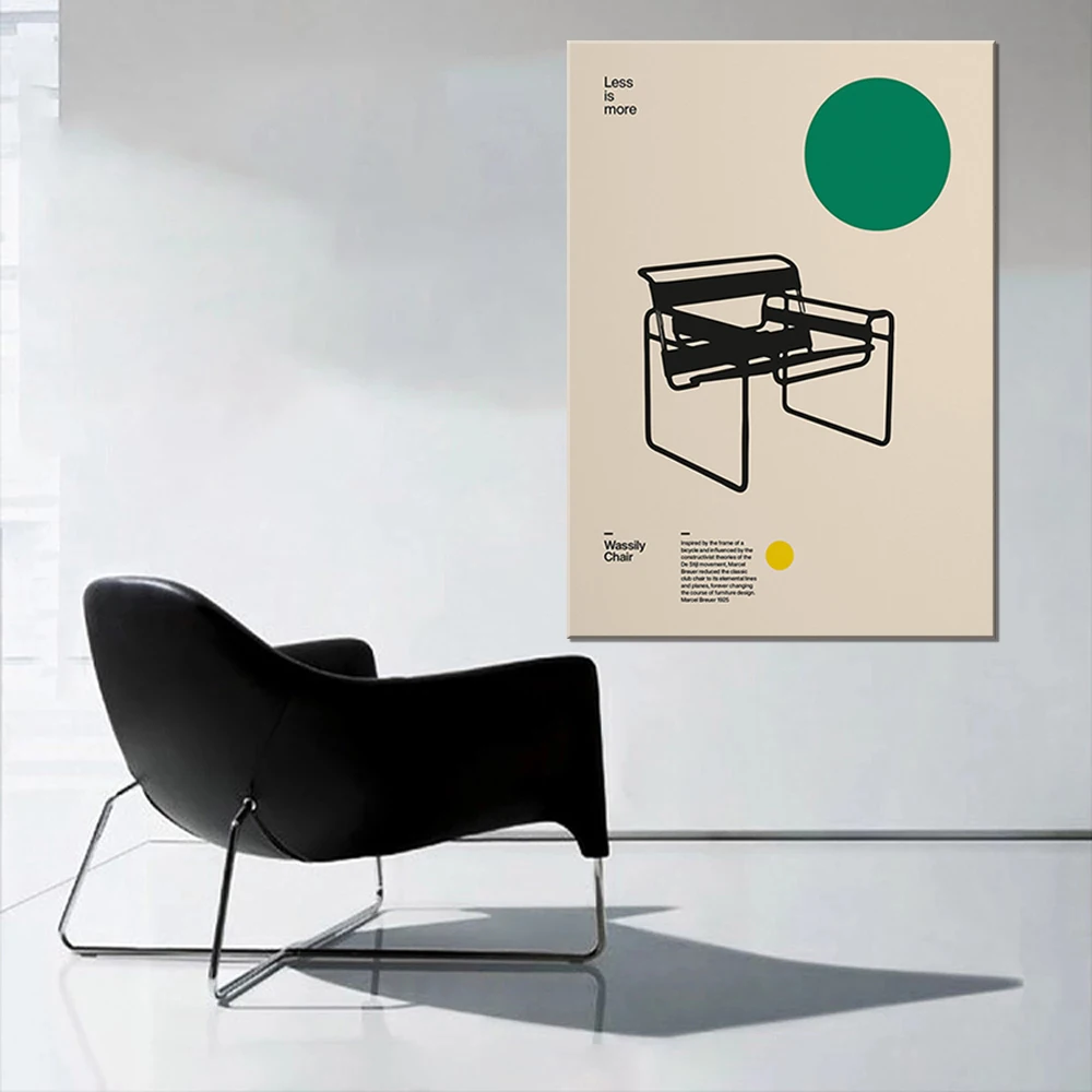 Poster Wassily Chair, Marcel Breuer, Minimal Furniture Bauhaus Design Canvas Painting Per Camera Da Letto Soggiorno Bagno Biblioteca O