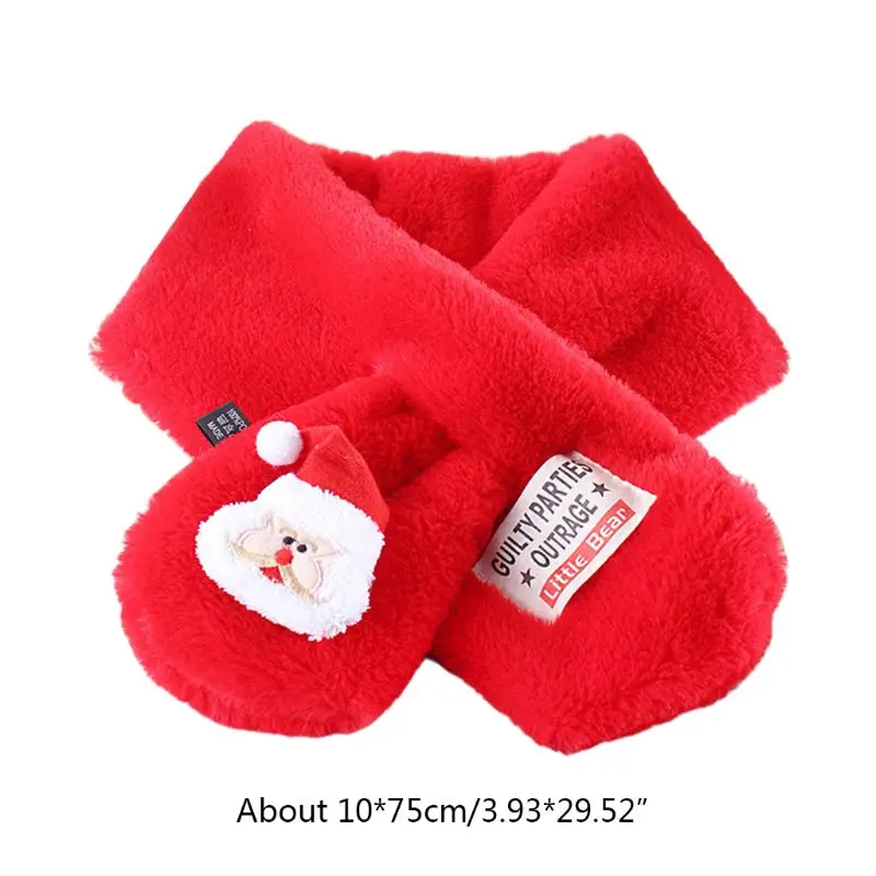 Рождественский плюшевый шарф-воротник для детей ясельного возраста с объемной аппликацией из мультфильма; зимняя накидка на шею