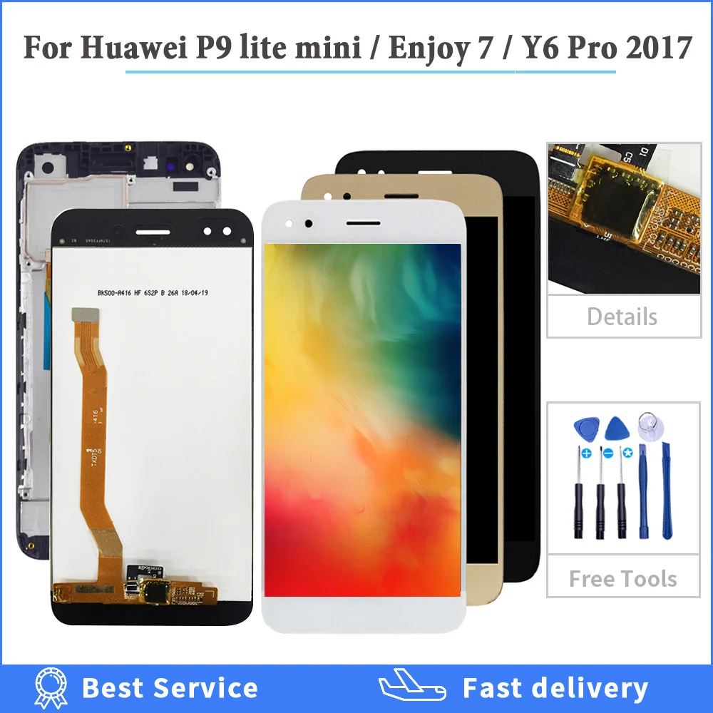 Для Huawei P9 lite mini LCD Enjoy 7 SLA L02 дисплей сенсорный экран дигитайзер в сборе рамка для Y6