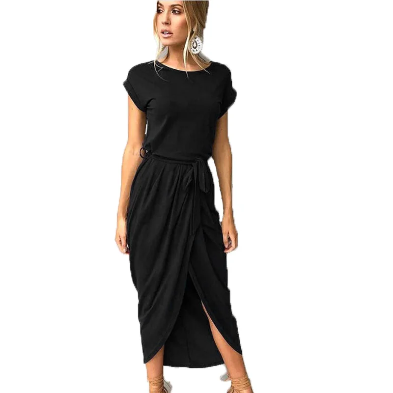 Long Dress Brand Women Summer Style Harajuku Vestidos De Festa Casual Solid Robe Vetement Femme Clothing Fashion 2020 Tops | Женская