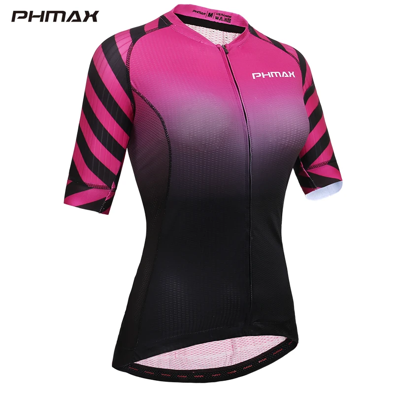 

PHMAX Quick-Dry Short Sleeve Cycling Jersey Women 100% Polyester Cycling Bicycle Clothing Summer MTB Road Bike Jersey Bike Shirt