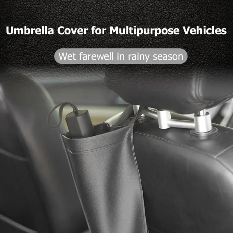 Универсальный держатель для зонта на спинку сиденья автомобиля, синтетическая кожа, водонепроницаемая сумка для хранения, автомобильные аксессуары, складной зонт с длинной ручкой