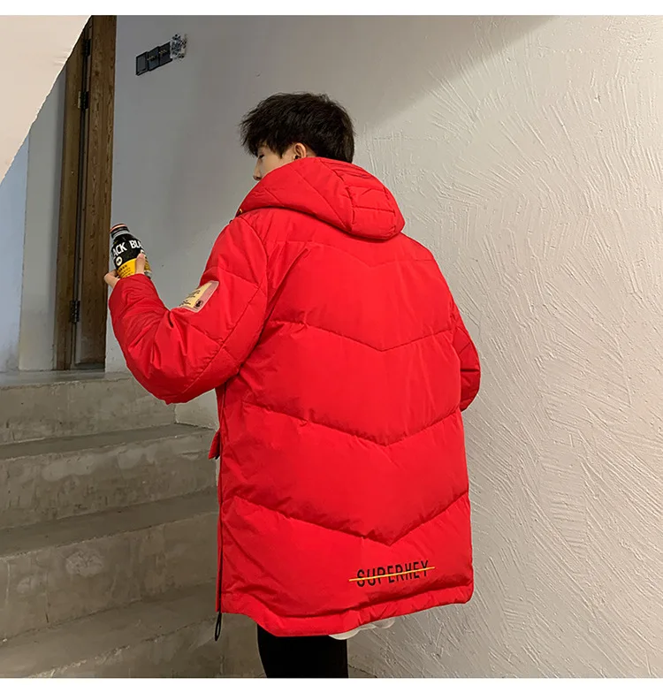 men new style down jackets stand collar black thermal down coat red casual fashion intensification down outerwear warm