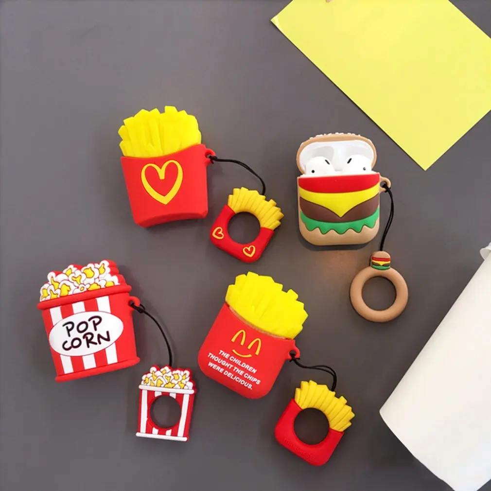

Protective Cover Headset Storage Box Fries Silicone Ring Line Shatter-Resistant Bag For Apple For Airpods Accessories