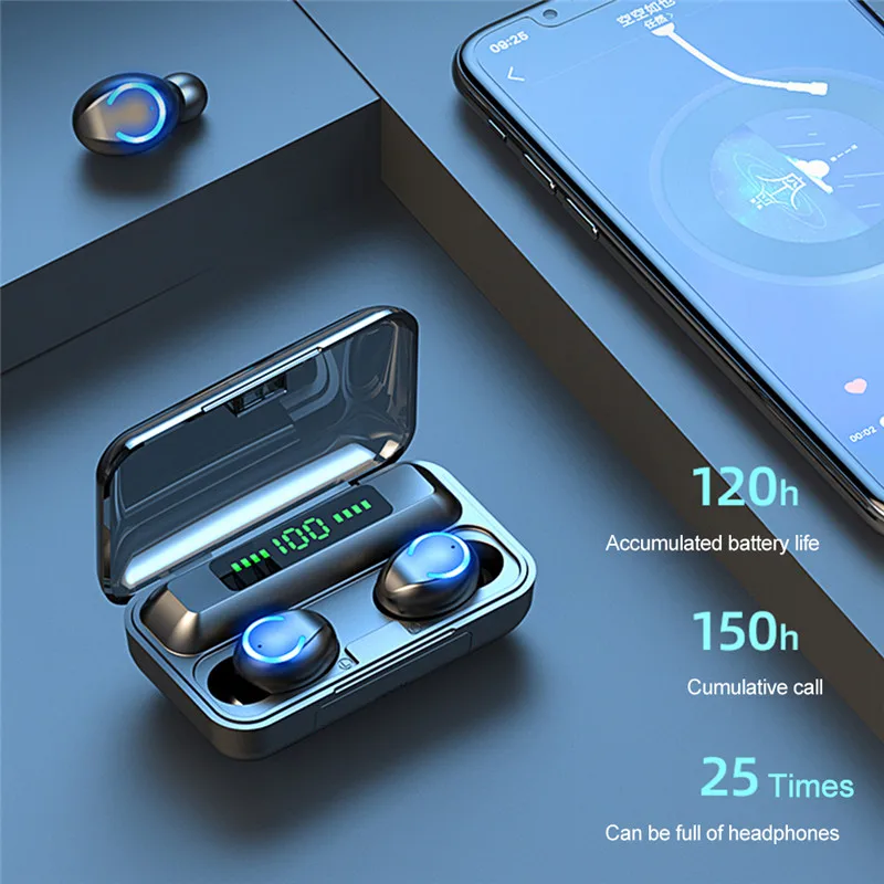 XVIDA F9 7 TWS touch bluetooth 5 0 headset with C LED indicator wireless earphone mini sport earbuds for charging smartphone