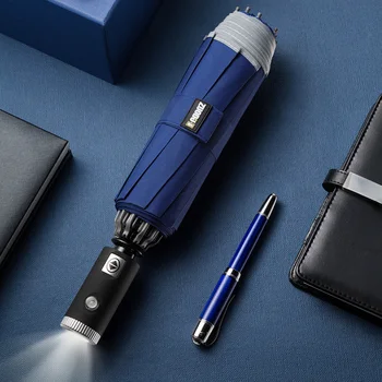 

VIP Drop Shipping Men's Automatic Car Umbrella Foldable Windproof With Flashlight Business Umbrella Creative LED Light