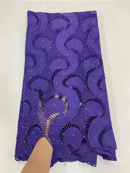 

wholesales superior quality2020 latest African Guipure cord Lace with stones Fabric For Evening party Dresses Purple