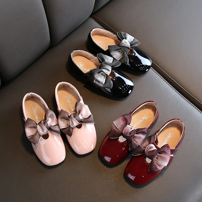 Sapatos de Couro da Menina para a Escola Nova Arco Festa Outono Grandes Crianças Princesa Casamento Sapatos 3 4 5 6 7 8 9 10 11 12 Ano 2020 3 crianças princesa casamento crianças sapatos 3 4 5 6 7 8 9 10 11 12 ano