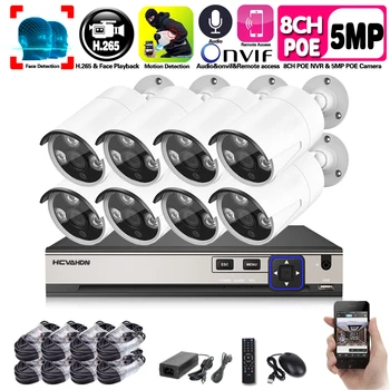 

Face Detection Two way Audio POE 5MP Video Surveillance Kit 8CH NVR CCTV System 5MP Weatherproof CCTV Security POE IP Camera Kit
