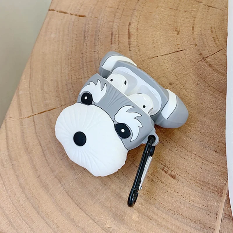 Милый мягкий силиконовый чехол для наушников Schnauzer, для Apple Airpods, Bluetooth, беспроводные наушники, защитный чехол