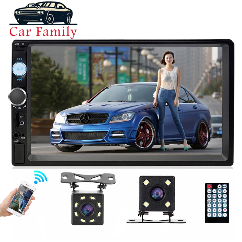 Автомобильный Семья автомобильный радиоприемник 2 DIN " Full HD 1080P Bluetooth MP5 плеер сзади Камера Сенсорное Зеркало Ссылка автомобильный стереорегистратор