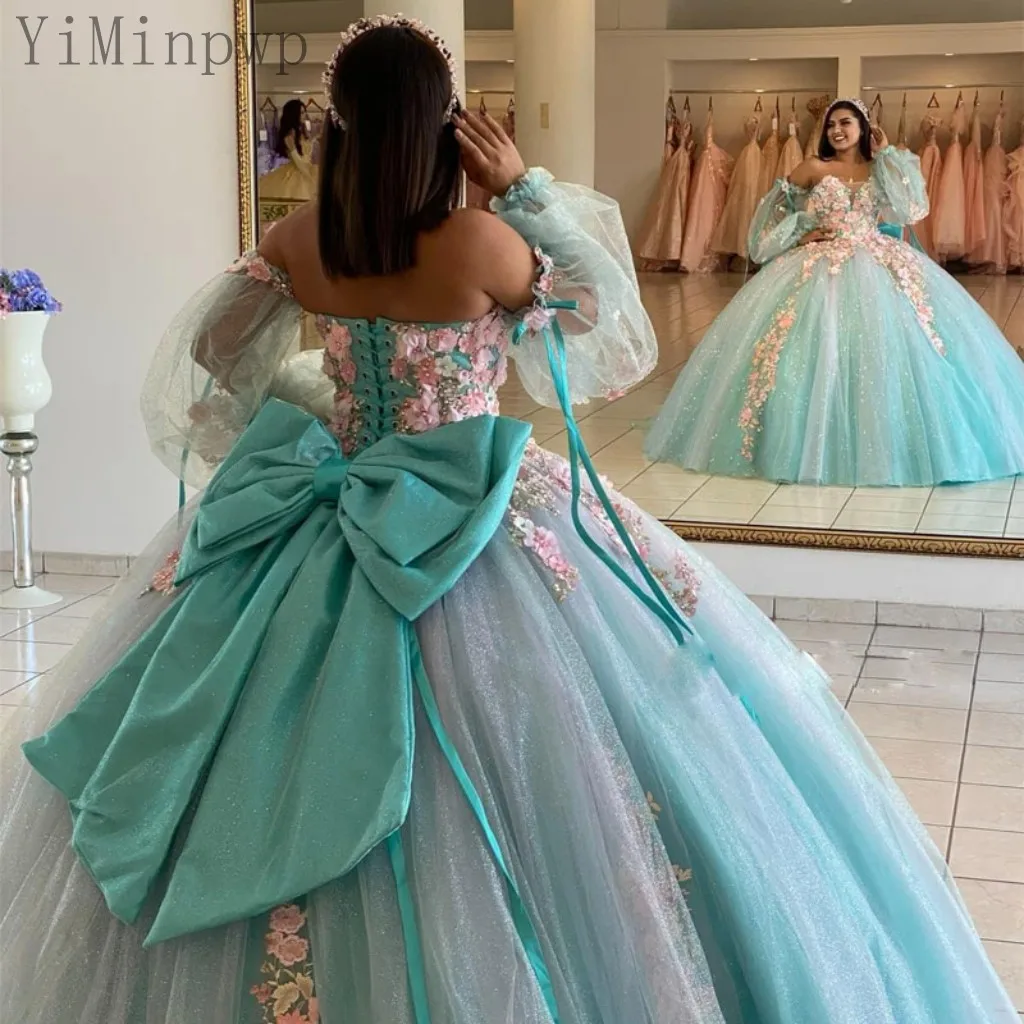 Ice Blue Ball Gown Quinceanera Dresses 