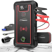 Arrancador de batería de coche, batería externa de 23800mAh, 2500A, con cargador inalámbrico de 10W, martillo de seguridad con pantalla LCD