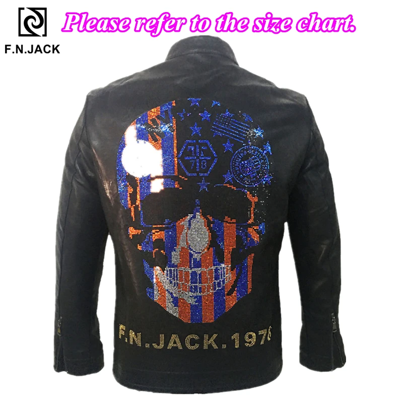 Зимнее пальто F.N.JACK новая модная мужская кожаная куртка с длинными рукавами из