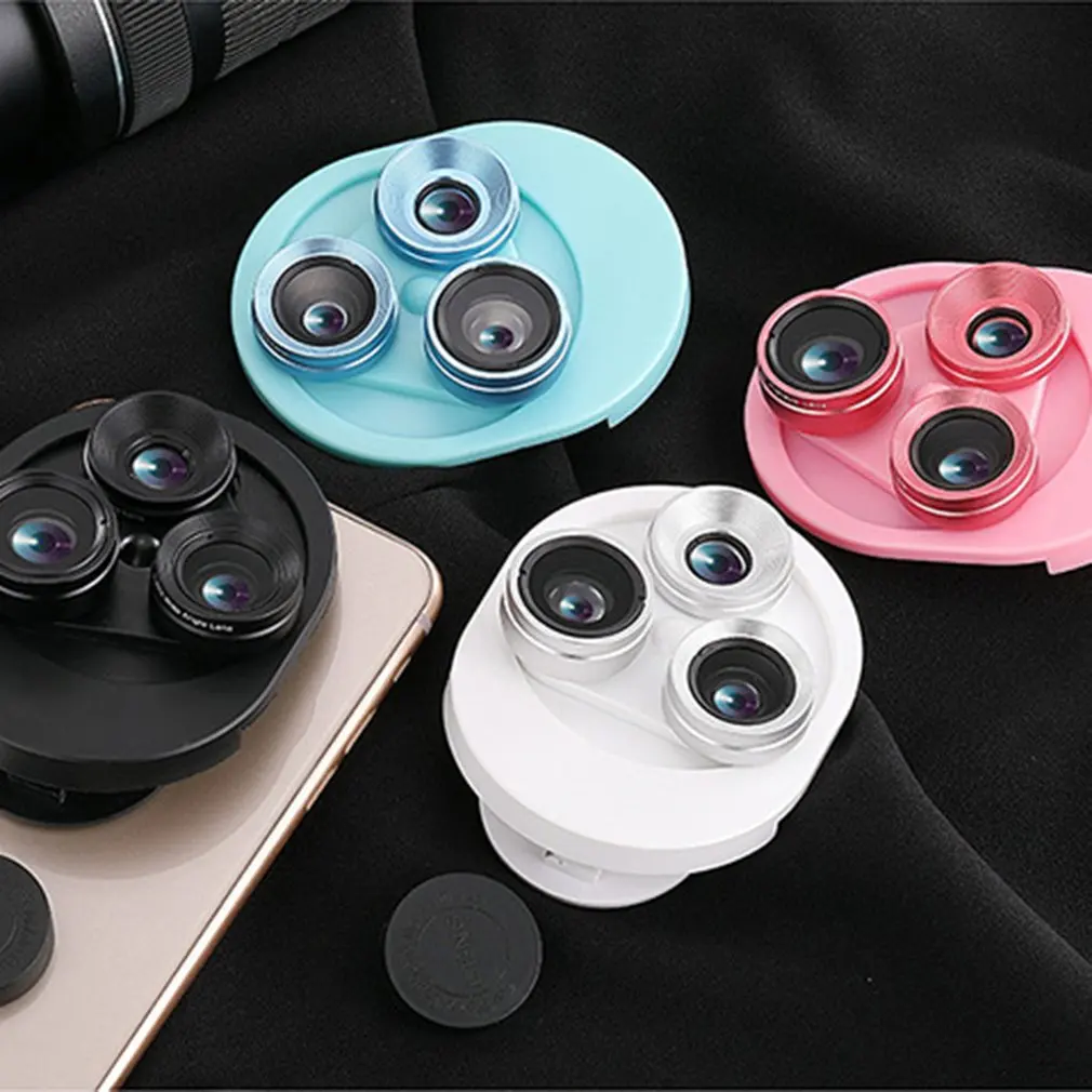 Mobile Phone External Lens Wide-angle Macro Fisheye Rotating Lens Three-in-one Universal Slr Photography Effect