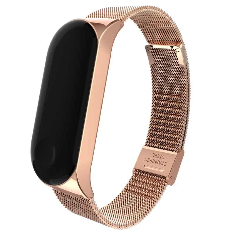 Золотой Умный браслет на запястье для Xiaomi mi 3 4 mi Band 4 3 металлический браслет из нержавеющей стали ремешок на запястье Z2 - Цвет: Золотой