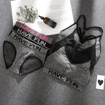 

Women Lingerie Set Letter Printed Bra Briefs Set Bralette Two Piece Simple And Stylish Joker New Safety And Environmental