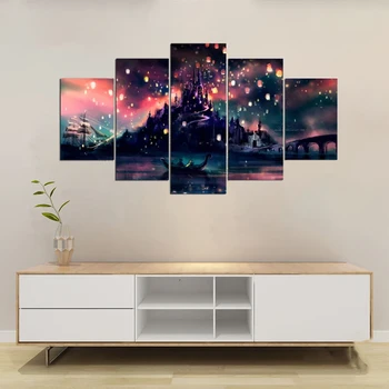 

5 Pieces HD Printed Fantasy Magic Castle Canvas Painting Modern Wall Art Poster Modular Picture Living Room Home Decoration Gift