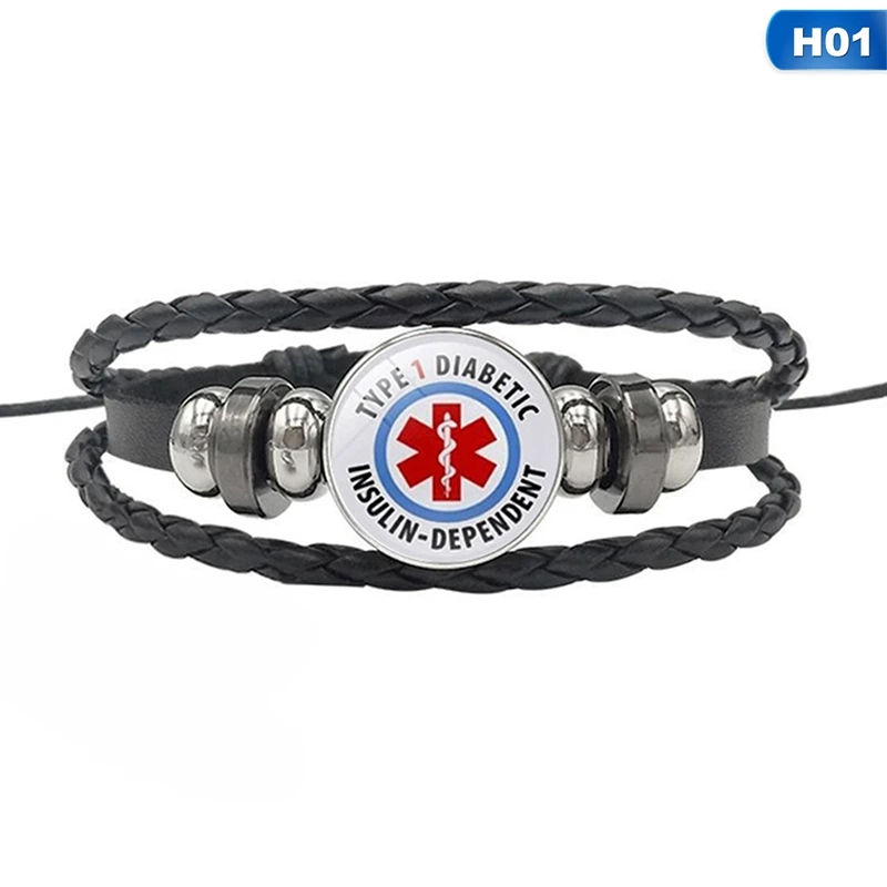 Браслеты-талисманы I'm Diabetic для женщин и мужчин, медицинские алерты, ID браслеты, плетеный браслет для диабетиков, медицинский Предупреждение ющие ювелирные изделия - Окраска металла: BL4747H01