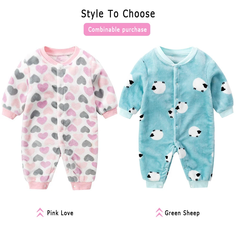 Winter Newborn Baby Clothes Flannel Baby Romper Warm Baby Boys Romper Pajamas Infant Girls Bodysuit Soft Fleece Toddler Jumpsuit black baby bodysuits	