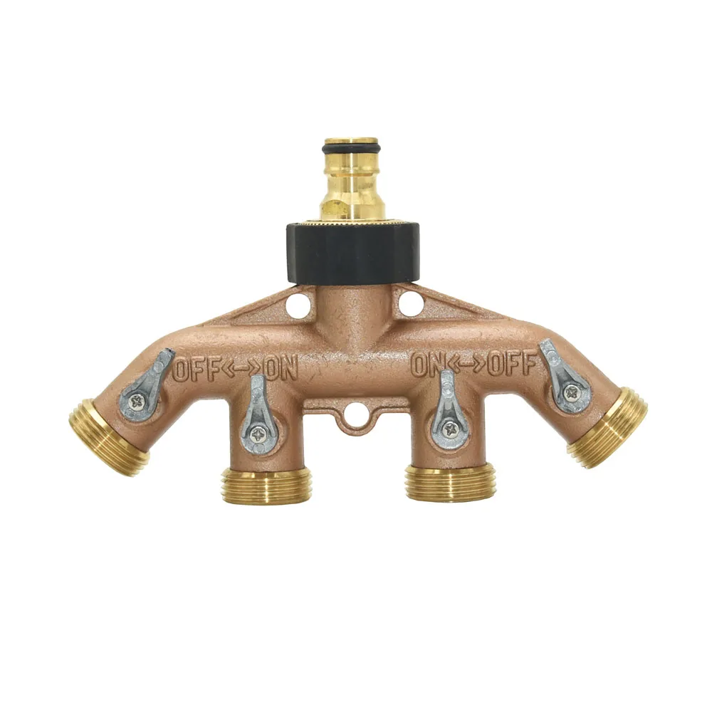 Brass 3/4 Thread 4-way Garden Tap Water Splitter Water Pipe 4 way Splitter Female 3/4 Irrigation Valve 1pcs best Watering & Irrigation Kits