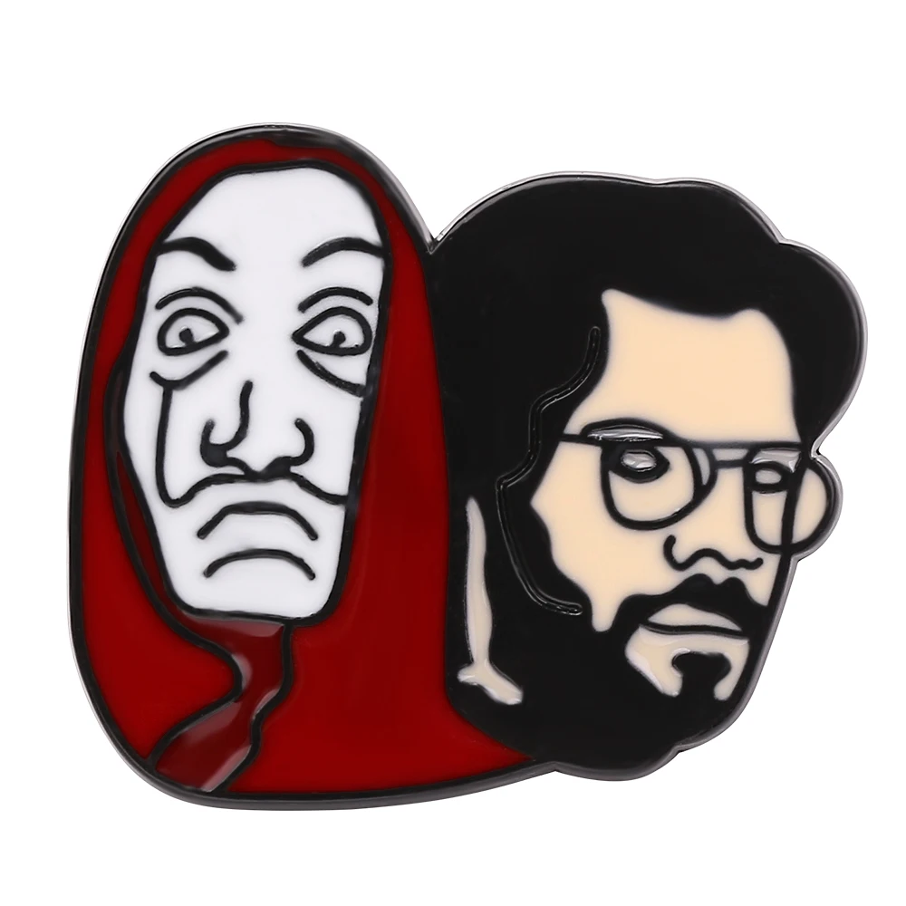 В House of Paper деньги Heist Броши La Casa De Papel Сальвадор Дали профессора забавная Брошь