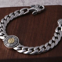 Сплошной 925 пробы Серебряный тайский для мужчин wo мужчин восемь схем цепи звено браслет A3106