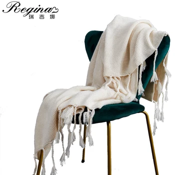 

REGINA High-end Wool Blanket Delicate Knit Tassel Design Decorative Sofa Throw Blanket Fashion Beautiful Summer Quilt Blanket