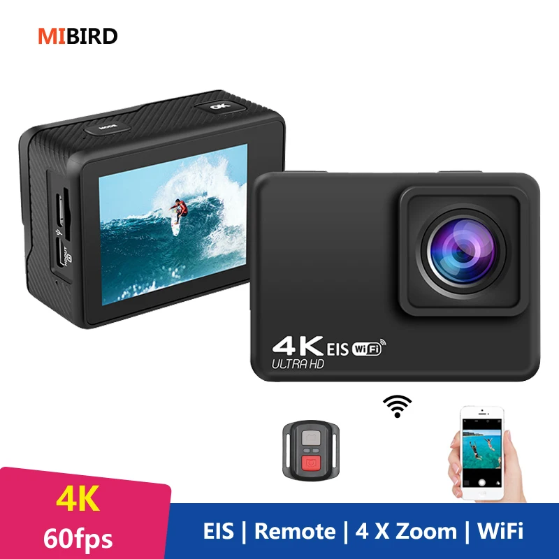 Cámara de Acción H10 EIS Anti-vibración Ultra HD 4K / 60fps WiFi 2,0 170D, casco impermeable, vídeo Go Sport Pro