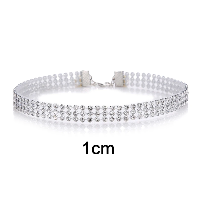 Fashion Jewelry Women Punk Hip Hop Bundle Neck Element Mesh Choker Necklace Inlay Rhinestone Crystal Lobster Clasp Collar