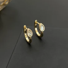 

WTLTC Waterdrop CZ Stone Hoop Earrings for Women Mini Round Ear Piercing Huggies Earrings Simple Small Helix Cartilage Earrings