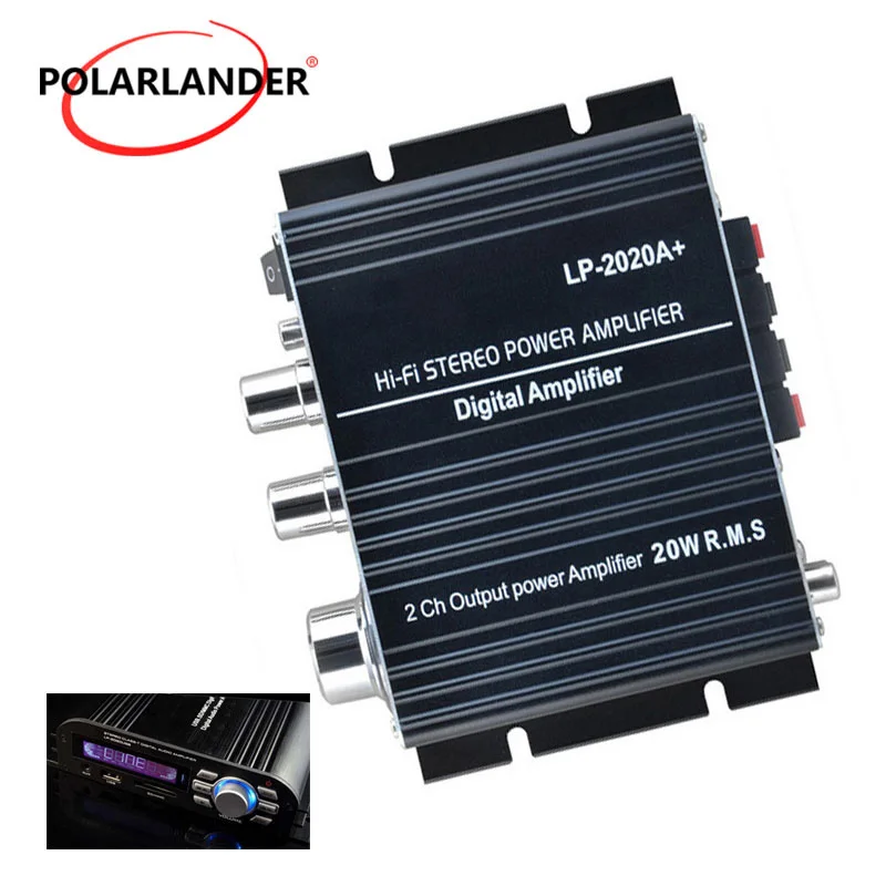 LP2020A+ USB цифровой усилитель автомобильный усилитель подключение к динамику или сабвуферу