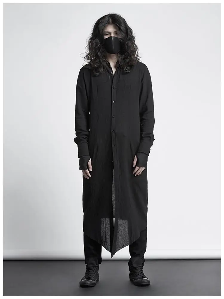 

Men's Long Sleeve Shirt Spring And Autumn New Personality Cotton And Linen Dark Simple Long Casual Large Shirt