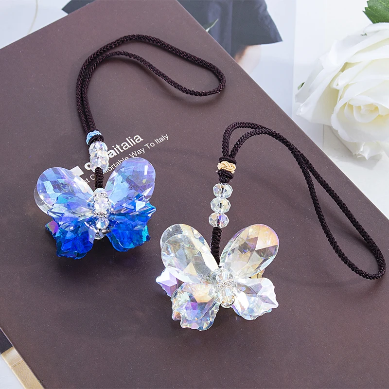 H& D 2 цвета хрустальные призмы бабочка Suncatcher украшения автомобиль подвесной Кулон Коллекция дома Свадебные украшения Рождественский подарок